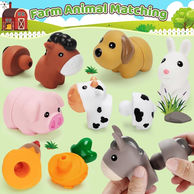 Montessori Farm Animal Matching Toys Set for Toddlers