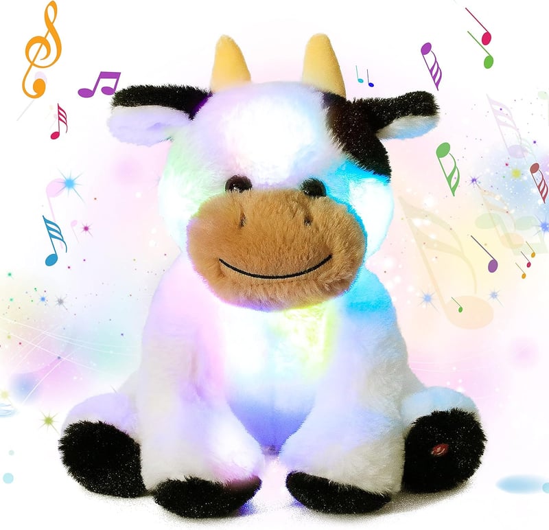 Soft Plush Cow Nightlight with Lullabies for Kids