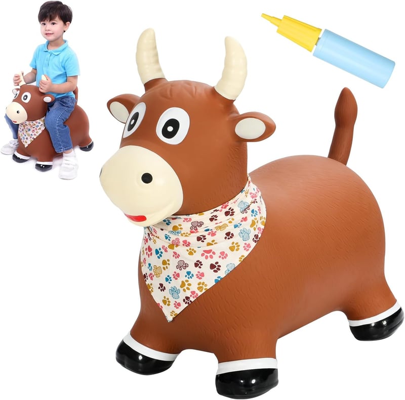 Toddler Hopping Cow Toy - Inflatable Ride-On for Boys & Girls