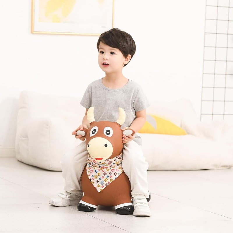 Toddler Hopping Cow Toy - Inflatable Ride-On for Boys & Girls