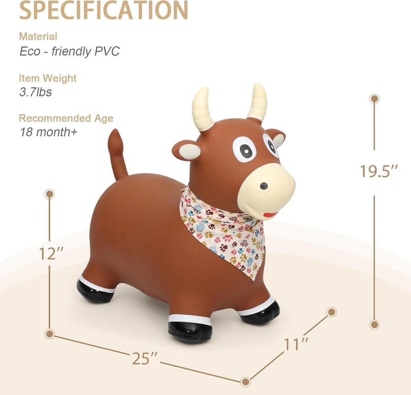 Toddler Hopping Cow Toy - Inflatable Ride-On for Boys & Girls