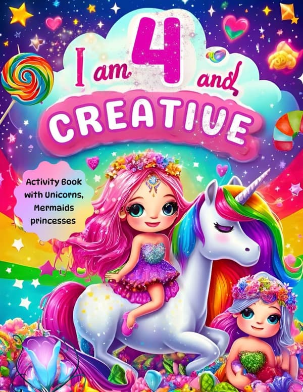 Creative Activity Book for 4-Year-Old Girls: Unicorns & Mermaids