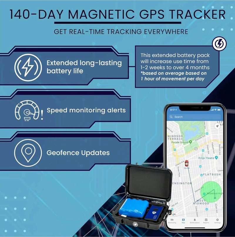 GPS Car Tracker - 140-Day Hidden Vehicle Tracker with Magnetic Case