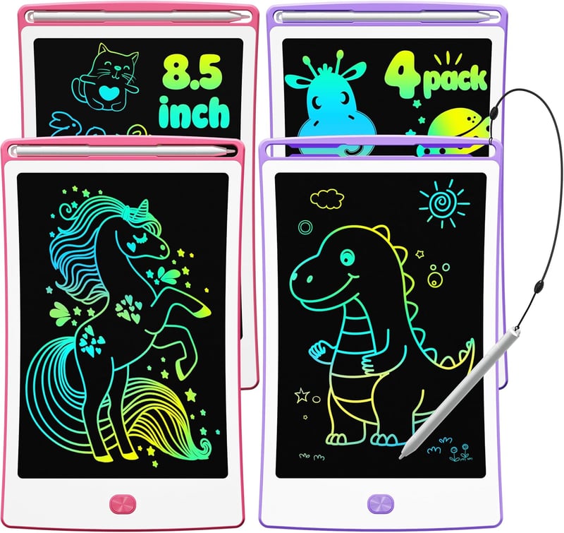Toddler Drawing Tablet - 4 Pack Colorful 8.5 Inch Art Boards