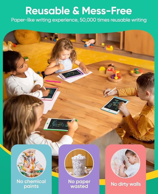 Toddler Drawing Tablet - 4 Pack Colorful 8.5 Inch Art Boards