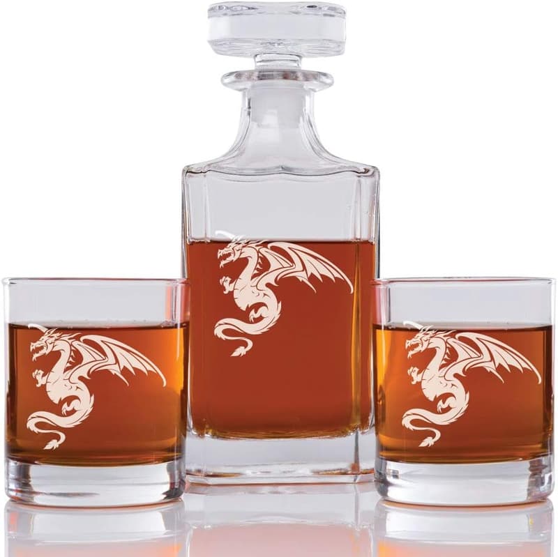 Dragon Engraved Decanter & Glasses Set - 750 ml Drinkware