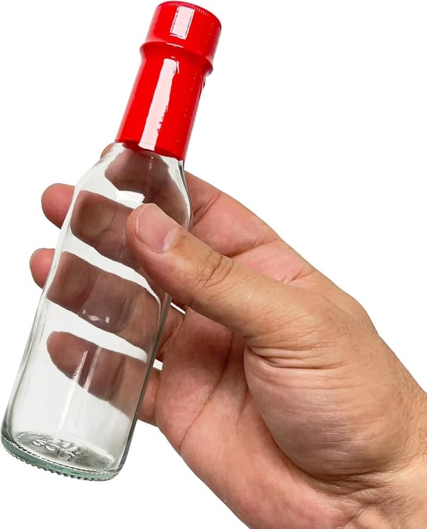 Case of 12 Hot Sauce Bottles with Red Caps - 5 Oz