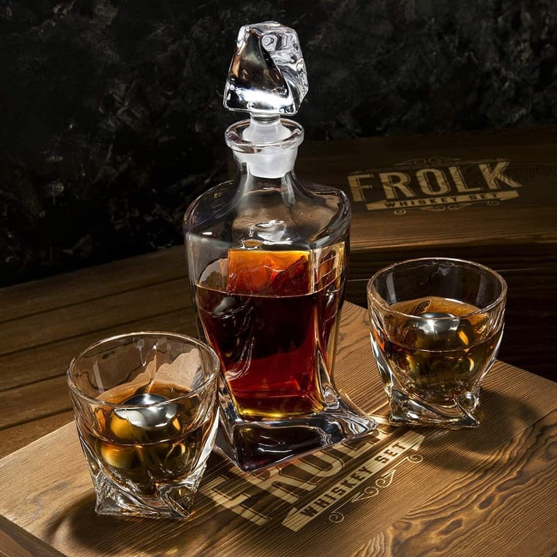 Whiskey Decanter Gift Set for Men - Twisted Decanter with Glasses