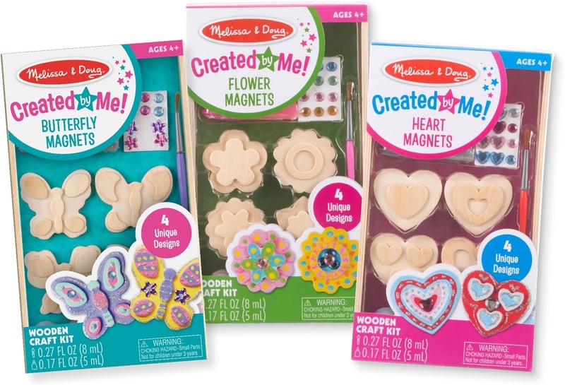Paint Your Own Wooden Magnets Craft Kit for Kids - Butterflies & Flowers