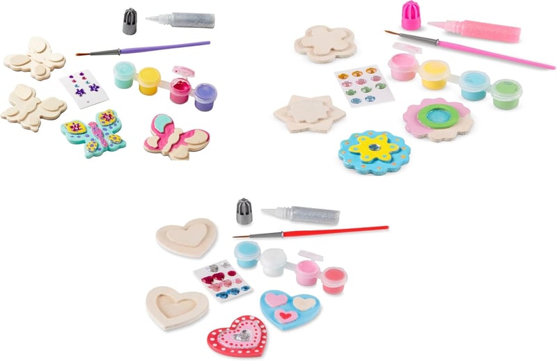 Paint Your Own Wooden Magnets Craft Kit for Kids - Butterflies & Flowers