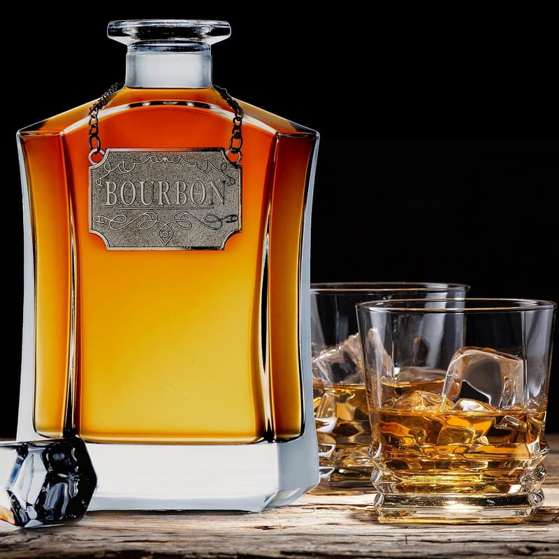 Airtight Whiskey Decanter Set with Personalized Label - 24 oz