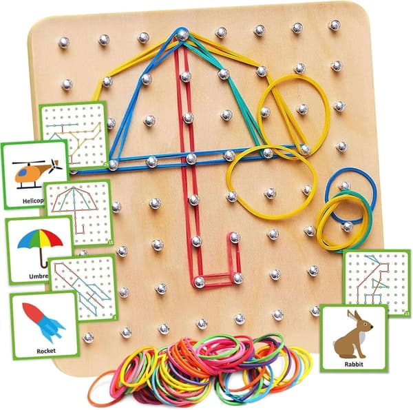 Montessori Geoboard for Kids - Educational Toy with 30 Patterns