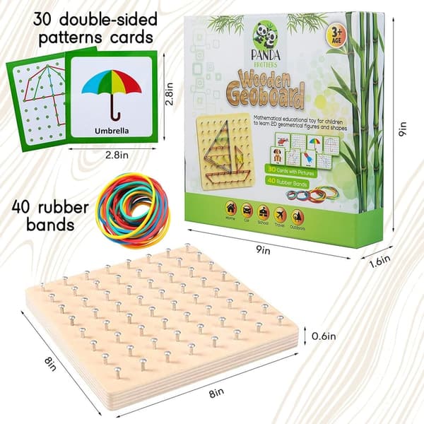 Montessori Geoboard for Kids - Educational Toy with 30 Patterns
