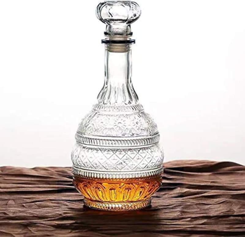 Glass Whiskey Decanter with Airtight Stopper - 34 oz