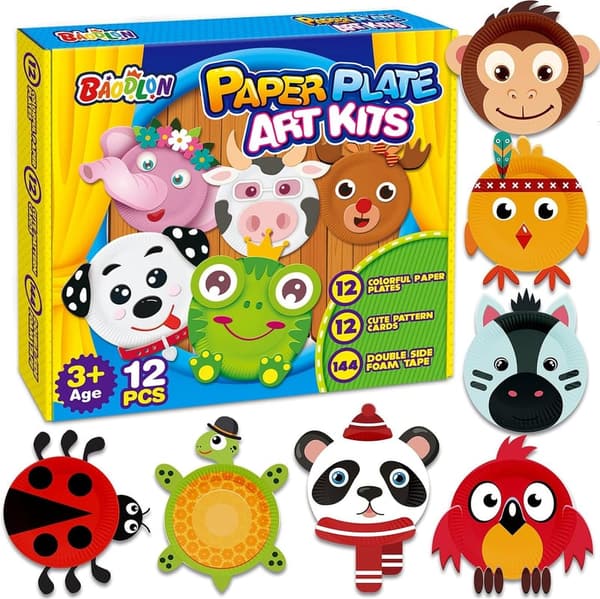 Kids' Animal Paper Plate Art Kit - 12 Pack DIY Crafts