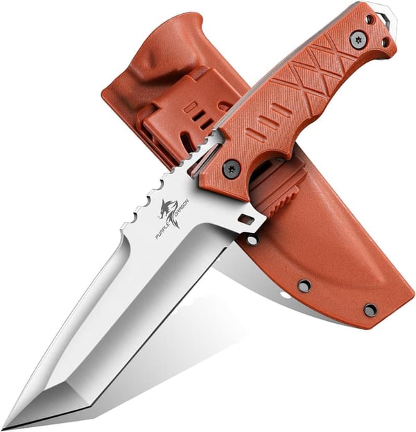 Purple Dragon D2 Steel Fixed Blade Knife with Kydex Sheath