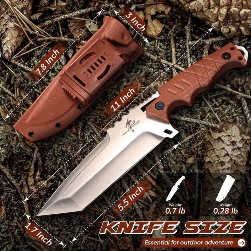 Purple Dragon D2 Steel Fixed Blade Knife with Kydex Sheath