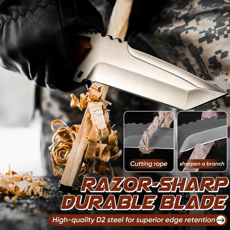 Purple Dragon D2 Steel Fixed Blade Knife with Kydex Sheath