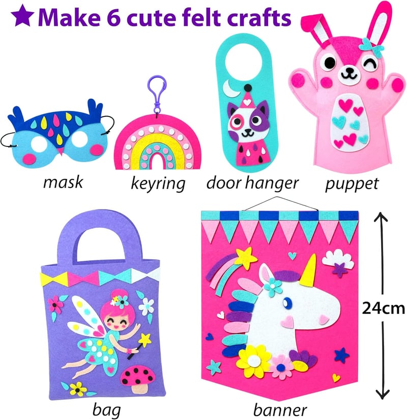 Beginner Unicorn Felt Craft Kit for Kids Ages 3-6