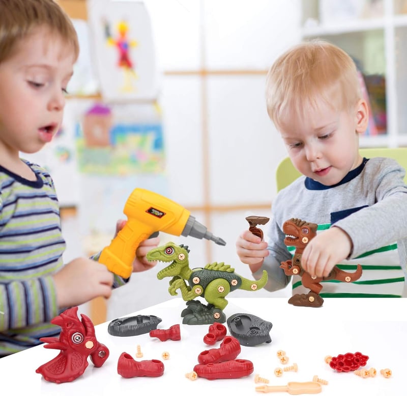 STEM Building Dinosaur Toy Set with Electric Drill for Kids