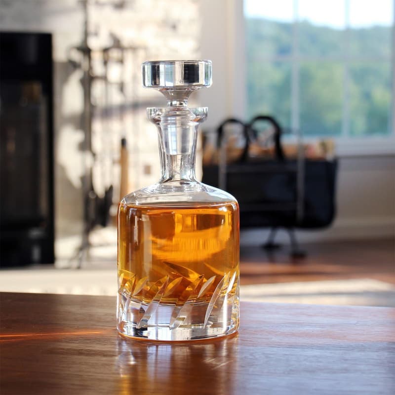 Elegant Hand-Blown Crystal Whiskey Decanter - 34 Fl. Oz