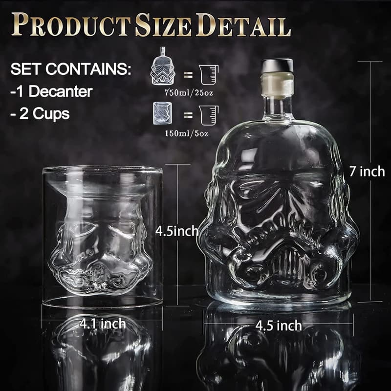 Whiskey Decanter Set with Glasses - 750ml Christmas Gift for Men