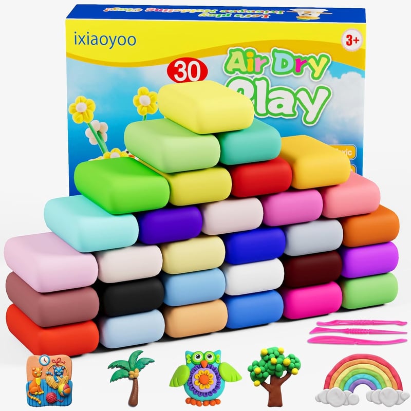 30 Colors Air Dry Modeling Clay Kit for Kids Ages 3+