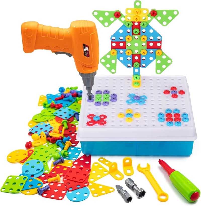 STEM Drill & Build Kit for Kids Ages 3-8 | 193+ Pieces