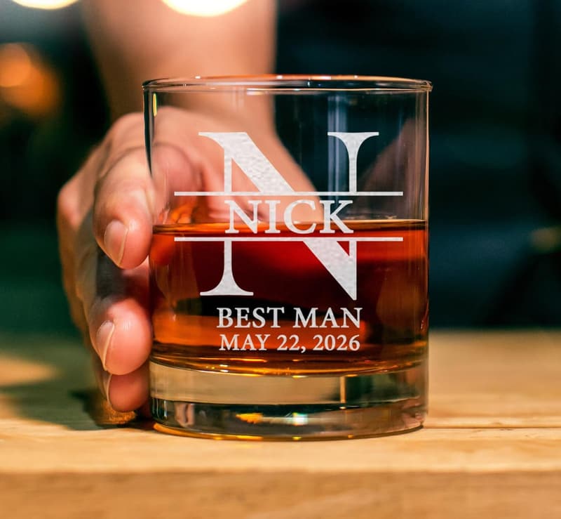 Personalized 11oz Whiskey Glass Set for Groomsmen Gifts
