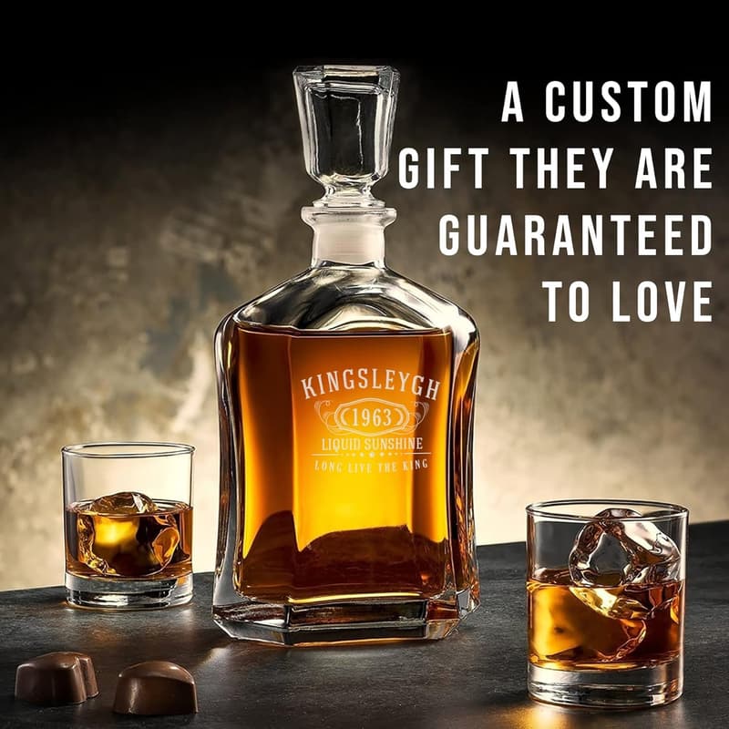 Custom Engraved 23oz Whiskey Decanter for Father's Day