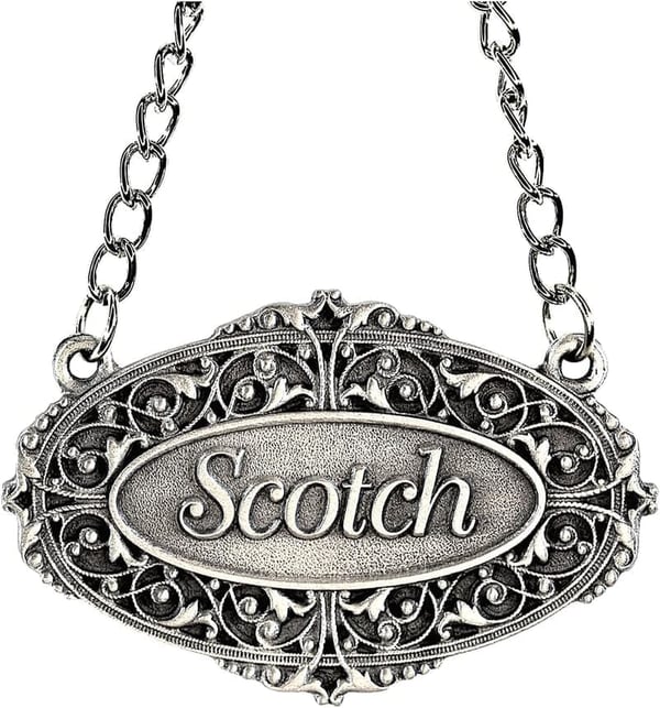Scotch Liquor Decanter Label – Fine Pewter Gift for Housewarming