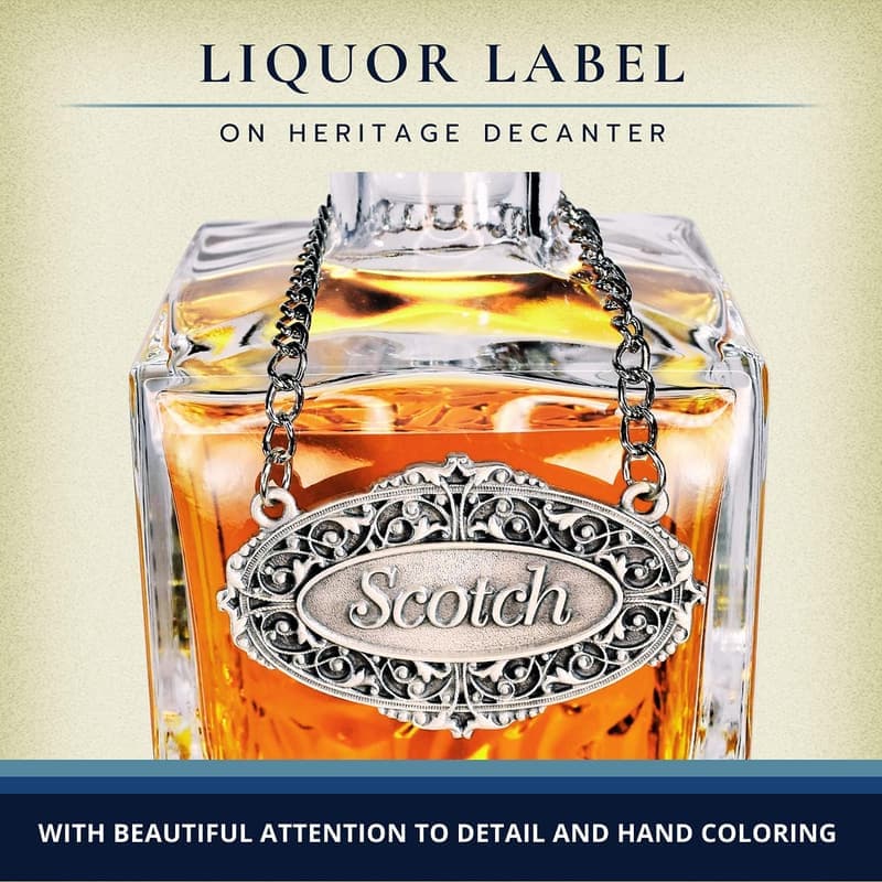 Scotch Liquor Decanter Label – Fine Pewter Gift for Housewarming