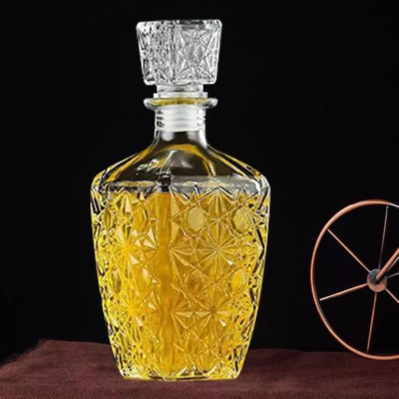 Diamond Pattern Decanter Set for Tequila & Spirits - 3pcs