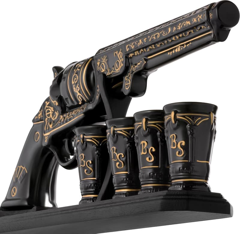 Pistol Gun Decanter Set with Shot Glasses - Unique Whiskey Gift for Men