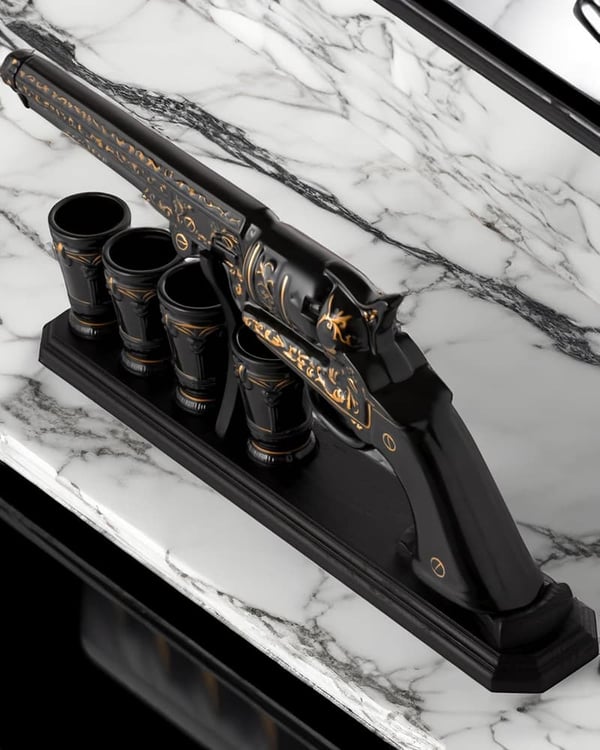 Pistol Gun Decanter Set with Shot Glasses - Unique Whiskey Gift for Men