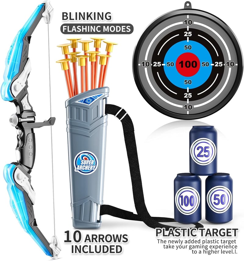 LED Bow and Arrow Set for Kids - Indoor & Outdoor Archery Toy
