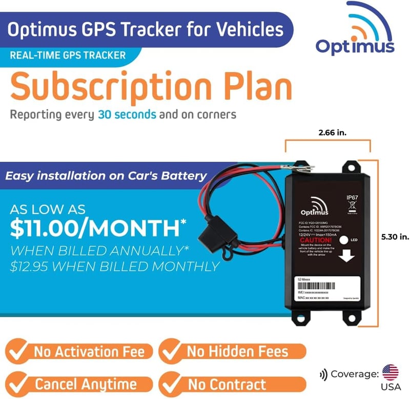 Optimus Wired GPS Vehicle Tracker - Easy Battery Installation