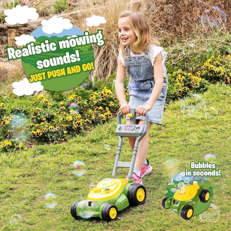 Toddler Bubble Lawn Mower Toy - Indoor/Outdoor Gardening, No Batteries, 2+