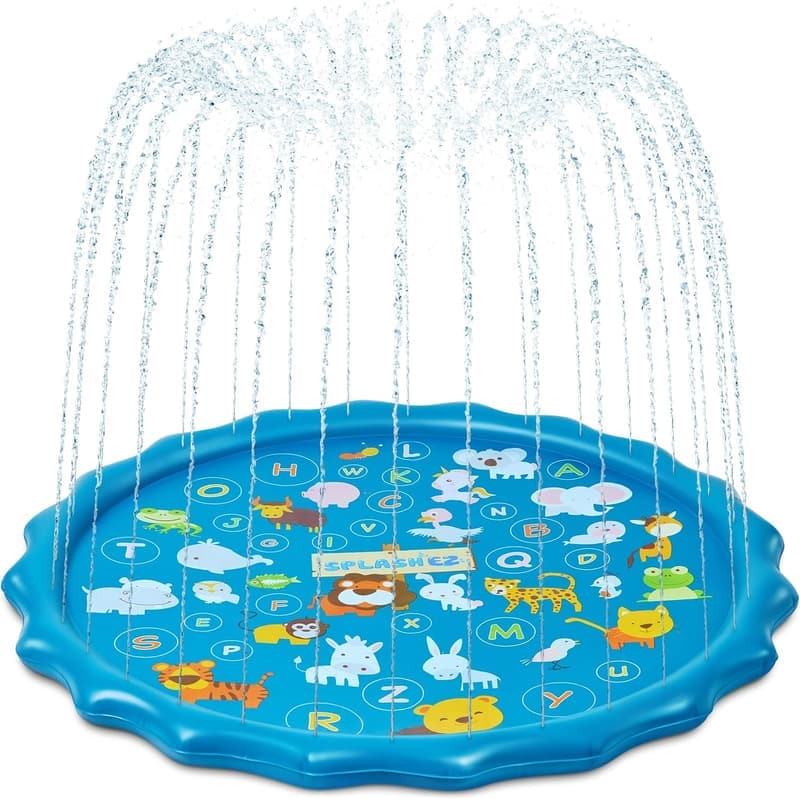 Toddler Splash Pad & Sprinkler for Outdoor Play – 60'' Water Mat