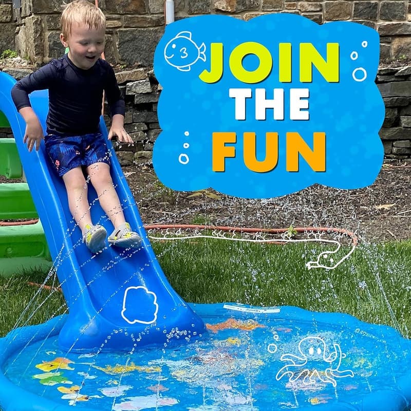 Toddler Splash Pad & Sprinkler for Outdoor Play – 60'' Water Mat
