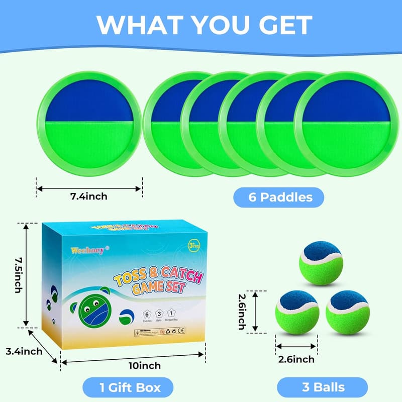 Outdoor Toss and Catch Ball Set for Kids, 9 Pieces