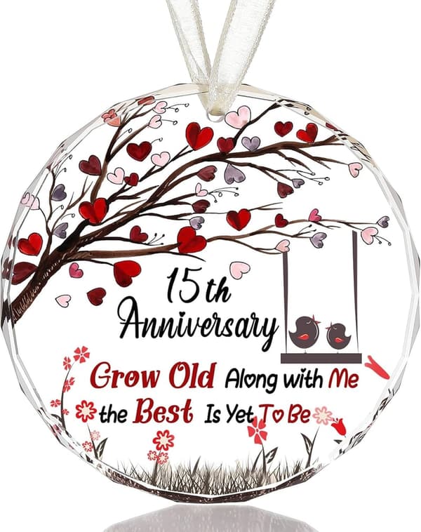15th Anniversary Colorful Crystal Plaque for Couples