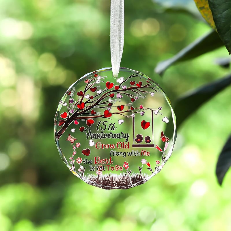 15th Anniversary Colorful Crystal Plaque for Couples