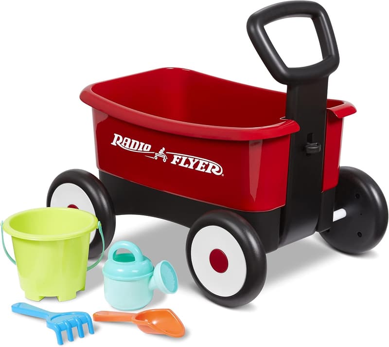 My 1st Wagon with Beach and Garden Tools for Ages 1-4, Red
