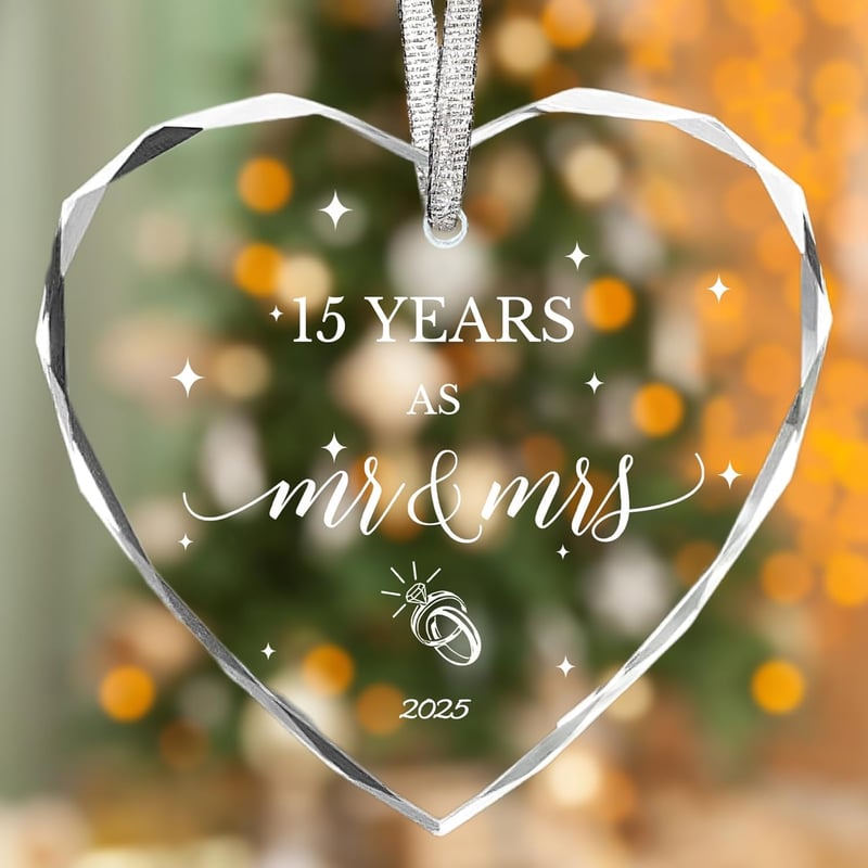 15th Anniversary Crystal Ornament for Couples - 3inch Gift