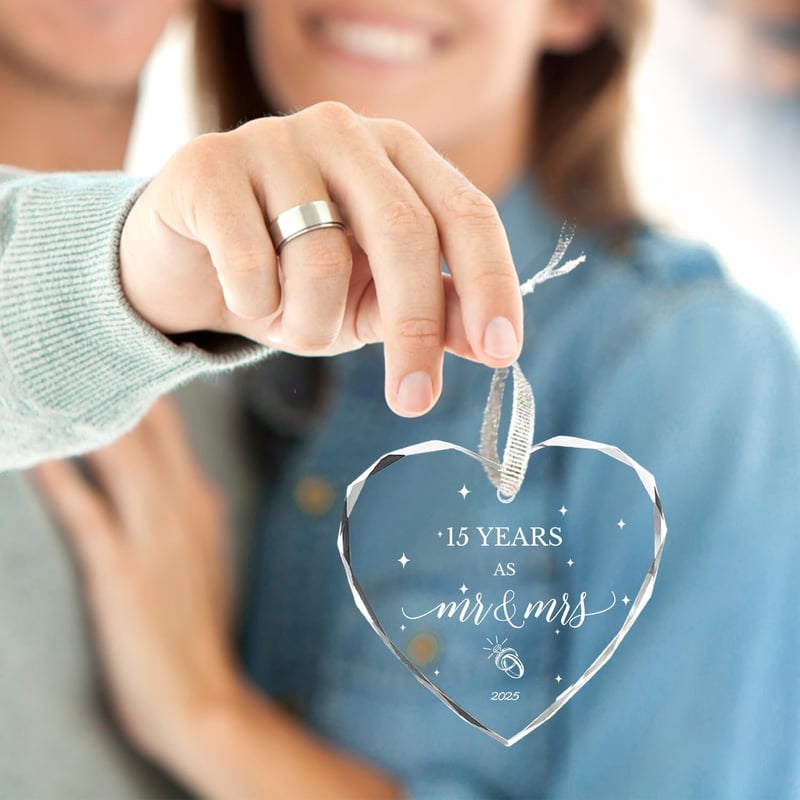 15th Anniversary Crystal Ornament for Couples - 3inch Gift