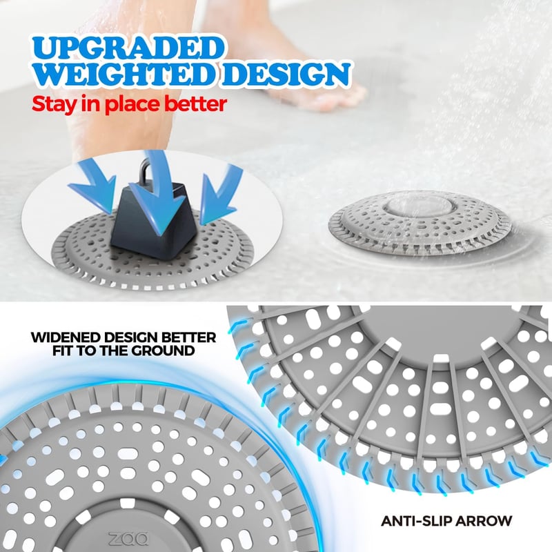 Premium Silicone Shower Drain Hair Catcher - 2 Pack