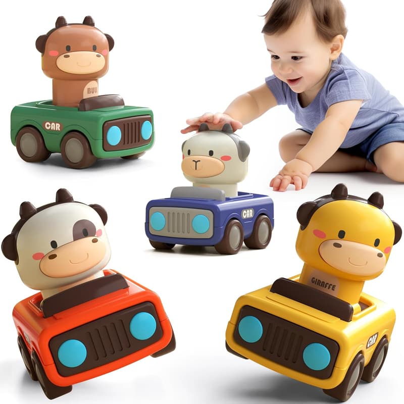 Baby Animal Racing Cars Set - Push & Go Toys for Toddlers