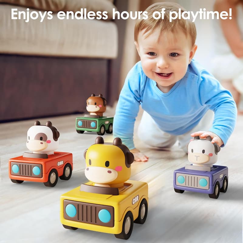 Baby Animal Racing Cars Set - Push & Go Toys for Toddlers