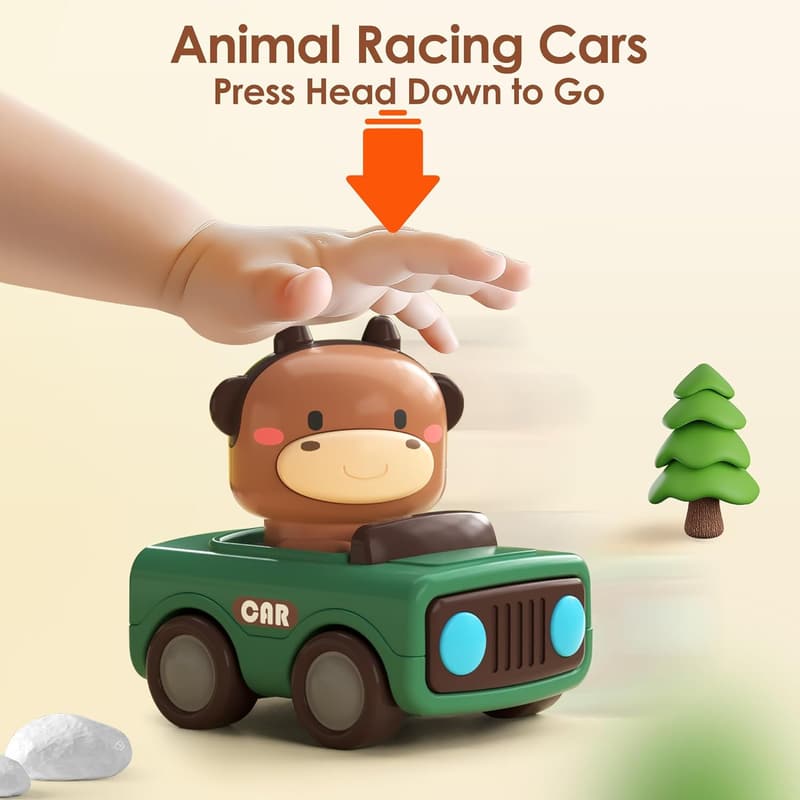 Baby Animal Racing Cars Set - Push & Go Toys for Toddlers